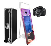 Cabina fotografica a specchio da 165 cm, touch screen interattivo da 32 pollici con luce quadrata e luce RGB, mini PC integrato, cabina fotografica a specchio magico per eventi (bianco, 65" (schermo
