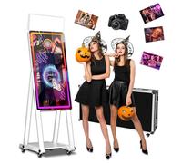 Cabina fotografica a specchio magico da 101,4 cm, con touch screen da 22", cabina fotografica DSLR con custodia da volo, condivisione istantanea, luce RGB, macchina fotografica professionale per feste