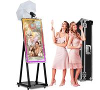 Cabina fotografica a specchio magico da 40 pollici, touch screen da 21,5 pollici, con torcia e mini PC integrato, portatile per selfie per matrimoni, compleanni, feste, eventi (nero, cabina