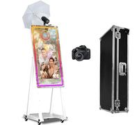 Cabina fotografica a specchio magico da 40 pollici, touch screen da 21,5 pollici, con torcia e mini PC integrato, portatile, per selfie per matrimoni, compleanni, feste, eventi (bianco, cabina