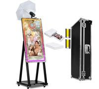 Cabina fotografica a specchio magico da 40 pollici, touch screen da 21,5 pollici, con torcia e mini PC integrato, portatile, per selfie per matrimoni, compleanni, feste, eventi (nero, cabina