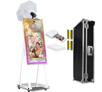 Cabina fotografica a specchio magico da 40 pollici, touch screen da 21,5 pollici, con torcia e mini PC integrato, portatile, per selfie per matrimoni, compleanni, feste, eventi (bianco, cabina