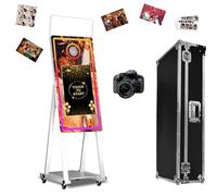 Cabina fotografica a specchio magico da 40 pollici, touch screen da 21,5 pollici, portatile per selfie per matrimoni, compleanni, feste, eventi (bianco, cabina fotografica + fotocamera)