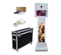 Cabina fotografica con display LCD e touch screen da 15,6" Selfie Station Shell Stand Macchina fotocamera DSLR fai da te con luce RGB per eventi, feste e matrimoni (macchina + stampante)