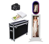 Cabina fotografica con display LCD e touch screen, supporto a conchiglia per selfie, macchina fotografica DSLR fai da te con luce RGB per eventi, feste e matrimoni (macchina + fotocamera + stampante)