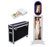 Cabina fotografica con display LCD e touch screen, supporto a conchiglia per selfie, macchina fotografica DSLR fai da te con luce RGB per eventi, feste e matrimoni (macchina + stampante)