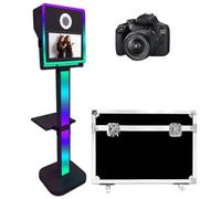 Cabina fotografica con specchio touch screen da 15,6 pollici, controllo tramite app, per cabina fotografica, stazione per selfie, supporto con luce RGB (nero, 15,6 pollici + fotocamera)