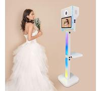 Cabina fotografica DSLR, specchio magico portatile Selfie da 15,6 pollici con custodia da volo, macchina fotografica Photobooth con telecomando e app, per matrimoni, feste, Natale, Halloween, complean