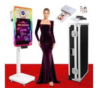 Cabina fotografica elettrica a specchio magico da 101,6 cm con macchina touch screen da 21,5 pollici che consente il controllo remoto degli effetti di illuminazione RGB dotata (Bianco, con stampante)