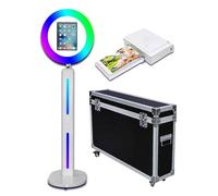 Cabina fotografica per iPad con controllo app, telecomando, supporto per iPad Photo Booth per iPad con custodia da volo (bianco, cabina fotografica per iPad + mini stampante)