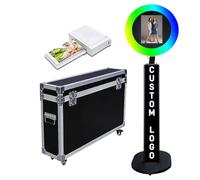Cabina fotografica per iPad con custodia da volo, compatibile con iPad da 10 a 13 pollici, luce ad anello per selfie con luci RGB, per YouTube, video, Tiktok Live (macchina nera + mini stampante,