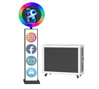 Cabina fotografica per iPad con custodia da volo, compatibile con iPad da 10 a 13 pollici, luce ad anello per selfie con luci RGB, per YouTube, video, Tiktok Live (macchina nera, stile B)