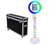 Cabina fotografica per iPad con custodia da volo, compatibile con iPad da 10 a 13 pollici, luce ad anello per selfie con luci RGB, per YouTube, video, Tiktok Live (macchina bianca, stile D)