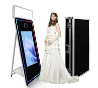 Cabina fotografica portatile a specchio magico da 165 cm con touch screen da 43 pollici, cabina fotografica per selfie con luce quadrata e custodia per foto, per eventi di festa, colore bianco