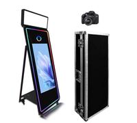 Cabina fotografica portatile a specchio magico da 165 cm con touch screen da 43 pollici, cabina fotografica per selfie con luce quadrata e custodia per foto per eventi di festa (nero, macchina