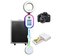 Cabina fotografica portatile compatibile con iPad 10,2", 11", 11", 12,9", 13", con guscio di luce RGB, supporto per selfie, macchina fotografica, mini stampante, colore: bianco