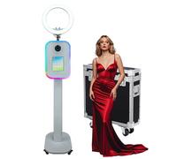 Cabina fotografica portatile compatibile con iPad Photo Booth Stand per 10,2"-13" con anello e guscio di luce RGB, supporto per selfie e photobooth per eventi, noleggio matrimonio (macchina per cabina