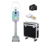Cabina fotografica portatile compatibile con iPad Photo Booth Stand per 10,2"-13" con anello e guscio di luce RGB Supporto per selfie Photobooth macchina per eventi a noleggio matrimonio (Macchina+