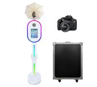 Cabina fotografica portatile con torcia compatibile con iPad, telecomando o controllo app, sincronizzazione musica, supporta il collegamento di fotocamera e stampante (bianco, macchina + fotocamera)