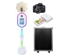 Cabina fotografica portatile con torcia compatibile con iPad, telecomando o controllo app, sincronizzazione musica, supporta il collegamento di fotocamera e stampante (bianco, macchina+fotocamera+mini