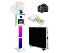 Cabina fotografica portatile per iPad con ombrello dalla luce morbida, supporto per selfie con luce RGB e custodia da viaggio per eventi di noleggio e matrimoni (Macchina+fotocamera+mini stampante)