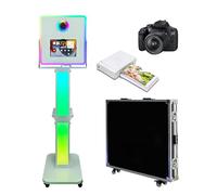 Cabina fotografica portatile per iPad, dimensioni e logo personalizzati, stazione per selfie, supporto per macchina fotografica con luce RGB e custodia da viaggio per eventi di noleggio e matrimoni