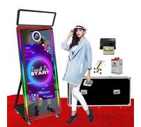 Cabina Fotografica Specchio Magico da 65" con Schermo Touch da 43", Luce di Riempimento e PC Integrato per Matrimoni, Feste e Noleggio Eventi (Black, photo booth with printer)