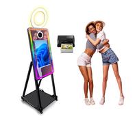 Cabina Fotografica Specchio Magico, Portatile con Schermo Touch 21.5" e Stampante Integrata, PC Mini Incorporato, per Eventi Feste Matrimoni Noleggio (Black,Photo Booth with Printer)