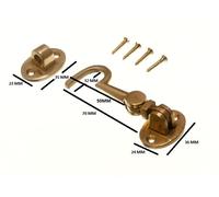Cabina Gancio Con Occhio 75MM 7.6cm Ottone Massiccio Lucido con Viti Pacco Di 50