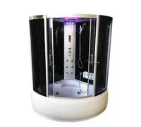Cabina idromassaggio con vasca angolare 130x130 cromoterapia 10 getti radio fm|2