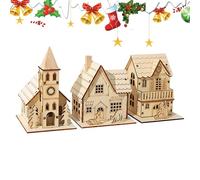 Cabina illuminata in legno - Cottage per le vacanze a LED, casa invernale | Vetrina in miniatura per villaggio vacanze rustico, set di ornamenti stagionali per cabine in legno di Natale con mo