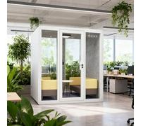 Cabina insonorizzata per ufficio, cabina mobile per la privacy con scrivania, luce LED e ventilatore, pod per riunioni silenzioso per lavoro
