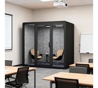 Cabina insonorizzata per ufficio, cabina mobile per la privacy con scrivania, luce LED e ventilatore, pod per riunioni silenzioso per lavoro