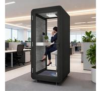 Cabina insonorizzata per ufficio, cabina mobile per la privacy con scrivania, luce LED e ventilatore, pod per riunioni silenzioso per lavoro