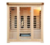 Cabina Sauna Infrarossi 4-5 Posti Legno Hemlock 2640W | CROMOTERAPIA 7 COLORI: 7 diffusori a infrarossi, stazione LCD, radio Bluetooth, ionizzatore di ossigeno incluso