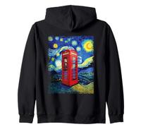 Cabina telefonica Rossa Notte Stellata iconica Britannica Felpa con Cappuccio