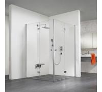 Cabine de douche d'angle HSK Exklusiv avec portes pliantes, dimensions : 80 x 80 x 80 x 200 cm, 426014-01-50, 426014-01-50, Cabine doccia: Alluminio-argento opaco: ESG trasparente