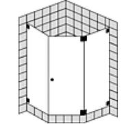 Cabine de douche pentagonale SPRINZ Omega sur mesure avec porte battante ou porte, dimensions jusqu'à : 1000x1000x2000mm, O51.0CHM, O51.0CHM, Cabine doccia: Parti di montaggio: Cromo, tipo di vetro: c