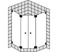 Cabine de douche pentagonale SPRINZ Omega sur mesure avec portes battantes, dimensions jusqu'à : 1000x1000x2000mm, O52.0SOM, O52.0SOM, Cabine doccia: Accessori: superficie speciale, tipo di vetro: cri