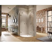 Cabine de douche quart de cercle HÜPPE Solva, 2 ailes, segment fixe, type 1000/1000, rayon 500/470, montage receveur de douche et sol carrelé, S24002182321, S24002182321, Cabine doccia: Colore del pro