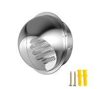 CABINE Sfiato Cappuccio Parete Rotonda Cappa Di Scarico in Acciaio Inox con Rete Schermo, Resistente Alle Intemperie/4.7In - 120Mm