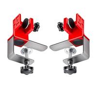 Cabinet Installation Clamps, 2 Piece Drawer Front Mounting Tool Set, Adjustable Fastener Jig System, Precision Drilling Aid for Frame, Furniture, Kitchen Door, Silver and Red
