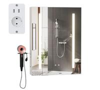 Cabinet LED Bathroom con specchio anti-appannamento e rivestimento regolabile - 3 spazi salva-spazio, supporto per asciugacapelli a 3 toni, cabinet per piccole stanze da bagno (50 x 15 x 70 cm)
