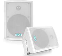 Pyle Altoparlanti Impermeabili da Esterno, Coppia di Speaker 16,5 Centimetri, Montaggio a Parete/Soffitto, Griglia Resistente, Casse Audio Ideali per Piscina e Patio, Bianco