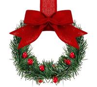 Cabinet Wreaths | Artificial 5.12 Inch Garland | Ribbon Bow Red Berry Design Mini Christmas Wreaths | for Farmhouse Porch Stairs Window Chair Car Garage