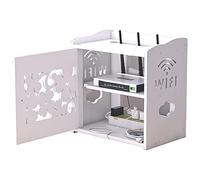 Cabinets Scaffale Galleggiante, Modem Router WiFi, scatole portacavi per Cavi di Alimentazione, Rack di archiviazione Multifunzione con Porta (Color : Bianca, S : 30x20x32cm)