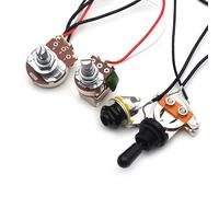 Cablaggio dell'interruttore for chitarra Manopola V/T precablata Potenziometri B500K, potenziometri push-pull A500K Interruttore a levetta a 3 vie for chitarra elettrica (Color : BK Switch-BK Jack)