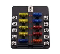 Cablaggio di protezione 12/10/8/6 Modi Scatola Dei Fusibili Del Supporto Della Lama Dell'automobile Fusibile Morsettiera Modificato Con Spia A LED for Auto Barca Marine Trike 12V 24V (Size : 10 Ways