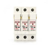 Cablaggio di protezione 1P 2P 3P 4P RT18-32X AC ~ 380V Portafusibile in rame 500V 10x38mm Montaggio su guida DIN Portafusibile Adattatore inferiore con fusibile (Color : 3p, Size : 16A)
