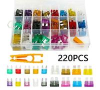 Cablaggio di protezione 220Pcs Auto Car Truck Fuse Kit APM ATM Mini AMP Assortimento di fusibili a lama standard Kit assortito Set di lame Mini pellicola di assicurazione for auto